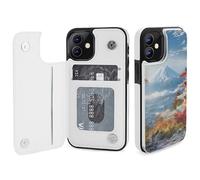 HKMNLEW Étui portefeuille à rabat pour iPhone 12, motif mont Fuji japonais, étui de téléphone à rabat magnétique en cuir synthétique, résistant aux chocs, avec porte-cartes