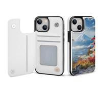 HKMNLEW Étui portefeuille à rabat pour iPhone 13, motif mont Fuji japonais, étui de téléphone magnétique en cuir synthétique, résistant aux chocs, avec porte-cartes
