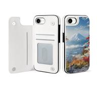 HKMNLEW Étui portefeuille pour iPhone 16 SE4 - Impression paysage du Japon Mount Fuji - Étui magnétique antichoc en similicuir avec porte-cartes