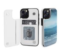 HKMNLEW The Sea Print Flip Phone Wallet Case for iPhone 12 Pro, PU Leather Magnetic Shockproof Phone Case Cover with Card Holder