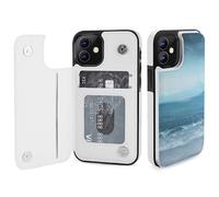 HKMNLEW The Sea Print Flip Phone Wallet Case for iPhone 12, PU Leather Magnetic Shockproof Phone Case Cover with Card Holder