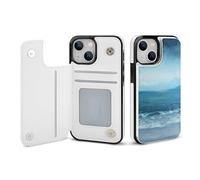 HKMNLEW The Sea Print Flip Phone Wallet Case for iPhone 13 Mini, PU Leather Magnetic Shockproof Phone Case Cover with Card Holder