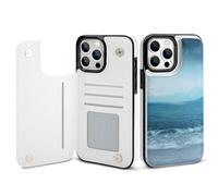 HKMNLEW The Sea Print Flip Phone Wallet Case for iPhone 13 Pro Max, PU Leather Magnetic Shockproof Phone Case Cover with Card Holder