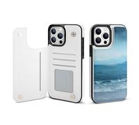 HKMNLEW The Sea Print Flip Phone Wallet Case for iPhone 13 Pro, PU Leather Magnetic Shockproof Phone Case Cover with Card Holder