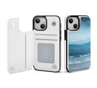 HKMNLEW The Sea Print Flip Phone Wallet Case for iPhone 13, PU Leather Magnetic Shockproof Phone Case Cover with Card Holder