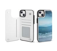 HKMNLEW The Sea Print Flip Phone Wallet Case for iPhone 14 Plus, PU Leather Magnetic Shockproof Phone Case Cover with Card Holder