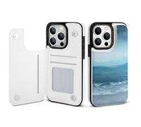 HKMNLEW The Sea Print Flip Phone Wallet Case for iPhone 14 Pro, PU Leather Magnetic Shockproof Phone Case Cover with Card Holder