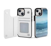 HKMNLEW The Sea Print Flip Phone Wallet Case for iPhone 14, PU Leather Magnetic Shockproof Phone Case Cover with Card Holder