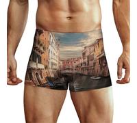 HKMNTGD Boxer pour homme, doux et respirant, évacuant l'humidité, caleçons boxeurs en soie de lait, Magnifique vue sur le Canal de Venise, XL-5XL
