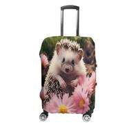 HKMNTGD Housse de protection lavable et extensible pour valises de 45,7 à 81,3 cm - Motif marguerites - Anti-rayures, Hérisson mignon en fleurs, XL