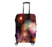 HKMNTGD Housses de bagage de voyage lavables extensibles avec motif de guitare imprimé anti-rayures pour valises de 45,7 à 81,3 cm, Magnifique feu d'artifice., L