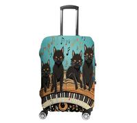 HKMNTGD Housses de bagage de voyage lavables extensibles en bois rustique avec motif paysage de chalet imprimé anti-rayures pour valise de 45,7 à 81,3 cm, Quatre chats noirs allongés sur le clavier de
