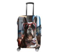 HKMNTGD Housses de bagage de voyage lavables extensibles pour valises de 45,7 à 81,3 cm Motif perruches bleues et vertes, Bulldog français portant des lunettes de soleil, S
