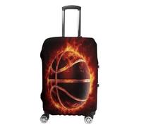 HKMNTGD Housses de bagage de voyage lavables extensibles pour valises de 45,7 à 81,3 cm Motif perruches bleues et vertes, Basketball in Fire, M