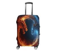 HKMNTGD Housses de bagage de voyage lavables extensibles pour valises nautiques vintage, bateau de pirate, imprimé anti-rayures, convient aux bagages de 45,7 à 81,3 cm, Dragons Fire and Ice, M