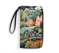 HKMNTGD Portefeuille pour femme imprimé en cuir, vue aérienne du paysage urbain parisien, fermeture éclair autour du porte-cartes de crédit, pochette pour téléphone, Orange et vert., 19.7x10.5cm