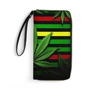 HKMNTGD Portefeuille pour femme imprimé en cuir, vue aérienne du paysage urbain parisien, fermeture éclair autour du porte-cartes de crédit, pochette pour téléphone, Rayures de mauvaises herbes,