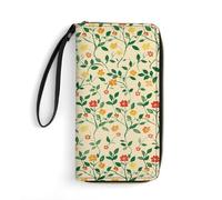 HKMNTGD Portefeuille pour femme imprimé en cuir, vue aérienne du paysage urbain parisien, fermeture éclair autour du porte-cartes de crédit, pochette pour téléphone, Fleurs de style médiéval,