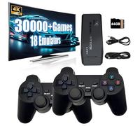 HKOORLAMULS M8 New Retro Game Stick, console de jeu avec plus de 30 000 jeux vidéo classiques, 18 émulateurs et sortie HDMI 4K, jeux vidéo Plug and Play avec 2 manettes sans fil améliorées (64 Go).