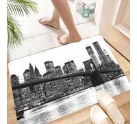 HKPOEQ Tapis Microfibre Extra Doux,Tapis Salle de Bain Antidérapant et Lavable en Machine,Tapis de Douche Absorbant l'eau,Coucher de Soleil sur Le Pont de Brooklyn avec Manhattan, la célèbre,40x60cm