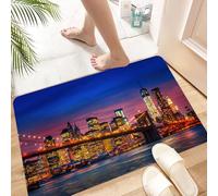 HKPOEQ Tapis Microfibre Extra Doux,Tapis Salle de Bain Antidérapant et Lavable en Machine,Tapis de Douche Absorbant l'eau,New York, Qui ne dort jamais : réflexions sur la Photographie,60x90cm