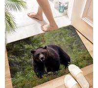 HKPOEQ Tapis Microfibre Extra Doux,Tapis Salle de Bain Antidérapant et Lavable en Machine,Tapis de Douche Absorbant l'eau,Ours géant des forêts Sauvages, Ours Brun foncé, forêt Sauvage, appar,40x60cm