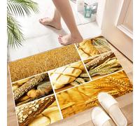 HKPOEQ Tapis Microfibre Extra Doux,Tapis Salle de Bain Antidérapant et Lavable en Machine,Tapis de Douche Absorbant l'eau, Récolte, Collage, Histoire du blé, Différents Types de Pain, Culture,40x60cm
