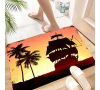 HKPOEQ Tapis Microfibre Extra Doux,Tapis Salle de Bain Antidérapant et Lavable en Machine,Tapis de Douche Absorbant l'eau,Pirates, flibustiers, Navire naviguant sur des eaux mystérieuses, pal,40x60cm