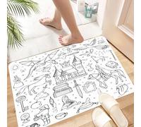 HKPOEQ Tapis Microfibre Extra Doux,Tapis Salle de Bain Antidérapant et Lavable en Machine,Tapis de Douche Absorbant l'eau,Dessin en Noir et Blanc d'éléments de Contes de fées,40x60cm