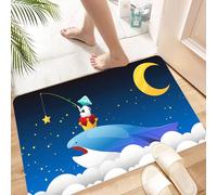 HKPOEQ Tapis Microfibre Extra Doux,Tapis Salle de Bain Antidérapant et Lavable en Machine,Tapis de Douche Absorbant l'eau,Décoration Baleine, Baleine Royale sur Fond de Nuages Nocturnes étoil,40x60cm