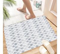 HKPOEQ Tapis Microfibre Extra Doux,Tapis Salle de Bain Antidérapant et Lavable en Machine,Tapis de Douche Absorbant l'eau,Abstrait, Lignes carrées, Points, Rayures ondulées,60x90cm