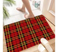 HKPOEQ Tapis Microfibre Extra Doux,Tapis Salle de Bain Antidérapant et Lavable en Machine,Tapis de Douche Absorbant l'eau,des grilles carrées Rouges, Noires et Jaunes répétitives pour créer d,40x60cm