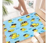 HKPOEQ Tapis Microfibre Extra Doux,Tapis Salle de Bain Antidérapant et Lavable en Machine,Tapis de Douche Absorbant l'eau,Canard Jaune en Caoutchouc avec des Lunettes de Soleil.,40x60cm