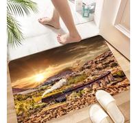 HKPOEQ Tapis Microfibre Extra Doux,Tapis Salle de Bain Antidérapant et Lavable en Machine,Tapis de Douche Absorbant l'eau,Viaduc ferroviaire de Glenfinnan en Écosse, avec Le Train à Vapeur Ja,40x60cm