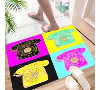 HKPOEQ Tapis Microfibre Extra Doux,Tapis Salle de Bain Antidérapant et Lavable en Machine,Tapis de Douche Absorbant l'eau,Communication Dessin coloré Couleur Warhol Pop Téléphone Andy Funky C,40x60cm