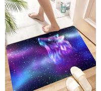HKPOEQ Tapis Microfibre Extra Doux,Tapis Salle de Bain Antidérapant et Lavable en Machine,Tapis de Douche Absorbant l'eau,Ciel boréal coloré avec l'esprit du Loup Hurlant et des aurores boréa,40x60cm