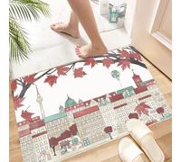 HKPOEQ Tapis Microfibre Extra Doux,Tapis Salle de Bain Antidérapant et Lavable en Machine,Tapis de Douche Absorbant l'eau,Bonjour l'automne à Berlin - Dessin coloré de la Ville dessiné à la m,40x60cm