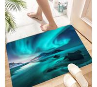 HKPOEQ Tapis Microfibre Extra Doux,Tapis Salle de Bain Antidérapant et Lavable en Machine,Tapis de Douche Absorbant l'eau,Aurore boréale. Lumières du Nord dans Les îles Lofoten, en Norvège. C,40x60cm