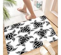 HKPOEQ Tapis Microfibre Extra Doux,Tapis Salle de Bain Antidérapant et Lavable en Machine,Tapis de Douche Absorbant l'eau,Motif sans Couture avec des Petites Tortues,60x90cm