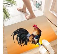 HKPOEQ Tapis Microfibre Extra Doux,Tapis Salle de Bain Antidérapant et Lavable en Machine,Tapis de Douche Absorbant l'eau,Une Belle Poule Chante Le Matin,60x90cm