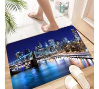 HKPOEQ Tapis Microfibre Extra Doux,Tapis Salle de Bain Antidérapant et Lavable en Machine,Tapis de Douche Absorbant l'eau,Le Pont de Brooklyn et Le sud de Manhattan au crépuscule.,40x60cm
