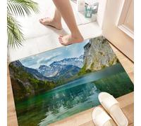 HKPOEQ Tapis Microfibre Extra Doux,Tapis Salle de Bain Antidérapant et Lavable en Machine,Tapis de Douche Absorbant l'eau,Paysage, lac de Montagne Serein d'Obersee dans la vallée des Alpes al,40x60cm