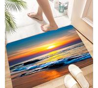 HKPOEQ Tapis Microfibre Extra Doux,Tapis Salle de Bain Antidérapant et Lavable en Machine,Tapis de Douche Absorbant l'eau,Magnifique Coucher de Soleil avec Un Ciel surplombant Une mer Calme.,40x60cm
