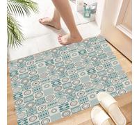 HKPOEQ Tapis Microfibre Extra Doux,Tapis Salle de Bain Antidérapant et Lavable en Machine,Tapis de Douche Absorbant l'eau,Afghanistan, Ethnique, carré, Diamant, Rond,60x90cm