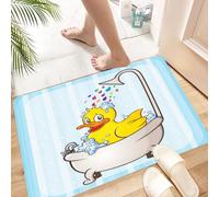HKPOEQ Tapis Microfibre Extra Doux,Tapis Salle de Bain Antidérapant et Lavable en Machine,Tapis de Douche Absorbant l'eau,Canard en Caoutchouc dans Un Bain moussant, Personnage de Dessin Anim,40x60cm