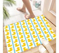 HKPOEQ Tapis Microfibre Extra Doux,Tapis Salle de Bain Antidérapant et Lavable en Machine,Tapis de Douche Absorbant l'eau,Petit Canard Jaune, Petit Canard Jaune à Rayures Bleues,60x90cm