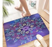 HKPOEQ Tapis Microfibre Extra Doux,Tapis Salle de Bain Antidérapant et Lavable en Machine,Tapis de Douche Absorbant l'eau,Mandalas, fractales, Art Spatial, Fleurs Violettes, Fond géométrique,40x60cm