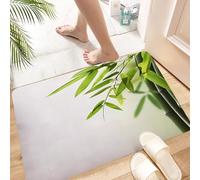 HKPOEQ Tapis Microfibre Extra Doux,Tapis Salle de Bain Antidérapant et Lavable en Machine,Tapis de Douche Absorbant l'eau,Feuilles de Bambou. Feuille Verte sur Fond de Verdure floue. Belle Te,60x90cm