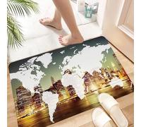 HKPOEQ Tapis Microfibre Extra Doux,Tapis Salle de Bain Antidérapant et Lavable en Machine,Tapis de Douche Absorbant l'eau,Carte, Carte du Monde, géographie Mondiale,nationalisation,40x60cm