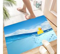 HKPOEQ Tapis Microfibre Extra Doux,Tapis Salle de Bain Antidérapant et Lavable en Machine,Tapis de Douche Absorbant l'eau,Canard en Caoutchouc, Jouet caneton. Nagant dans la Piscine. Piscine,40x60cm